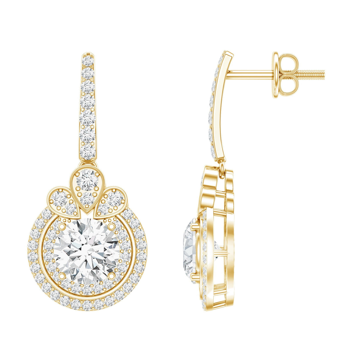 Lab Grown Diamond Earrings – Certified Bridal Drop With Round Cut Diamonds