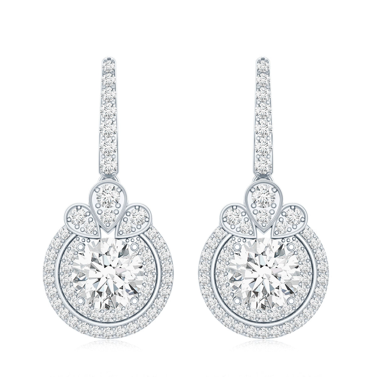 Lab Grown Diamond Earrings – Certified Bridal Drop With Round Cut Diamonds