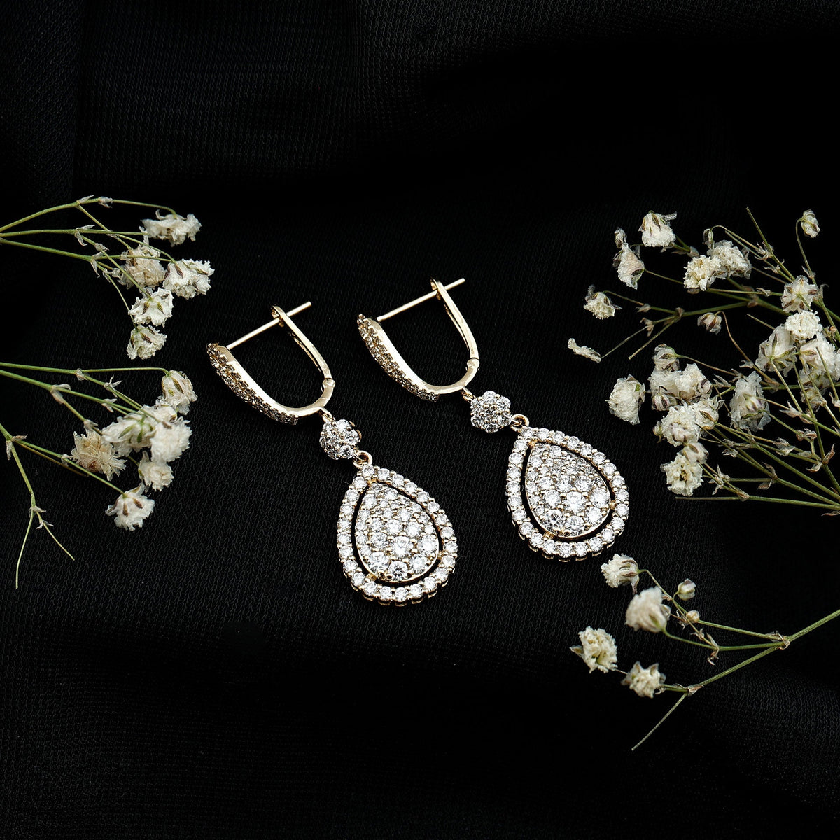 Lab Grown Diamond Earrings - Elegant Bridal Drop Earrings with Round Cut Diamonds
