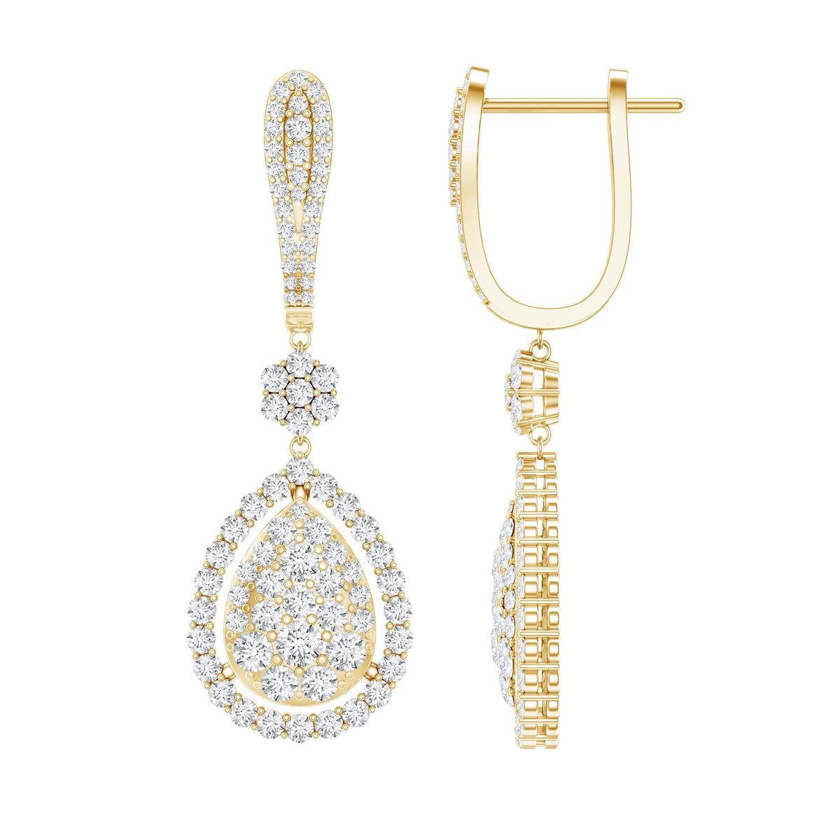 Lab Grown Diamond Earrings - Elegant Bridal Drop Earrings with Round Cut Diamonds
