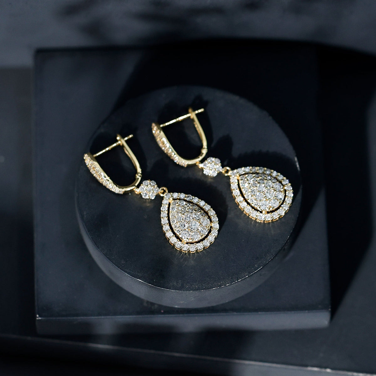 Lab Grown Diamond Earrings - Elegant Bridal Drop Earrings with Round Cut Diamonds