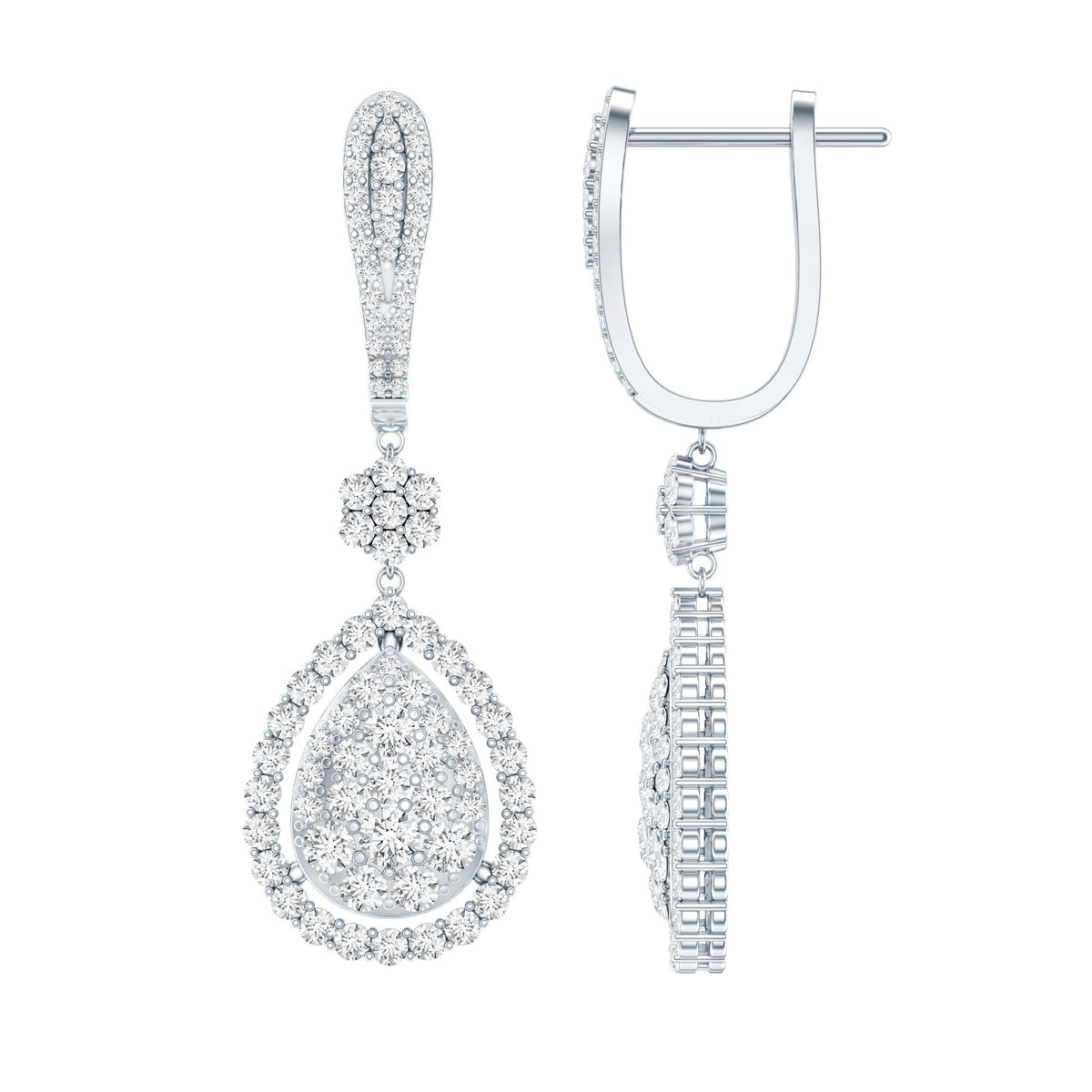 Lab Grown Diamond Earrings - Elegant Bridal Drop Earrings with Round Cut Diamonds