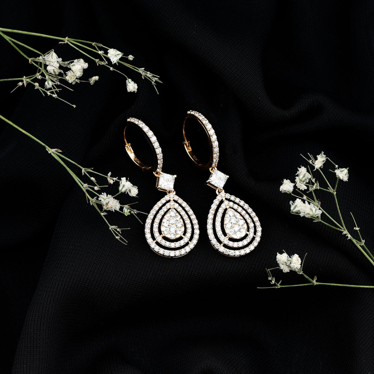 Lab Grown Diamond Earrings – Elegant Bridal Teardrop Drop With Pave Setting