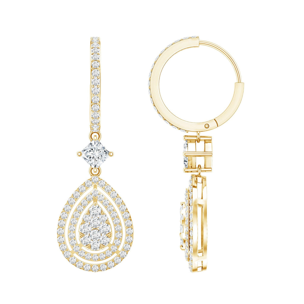 Lab Grown Diamond Earrings – Elegant Bridal Teardrop Drop With Pave Setting