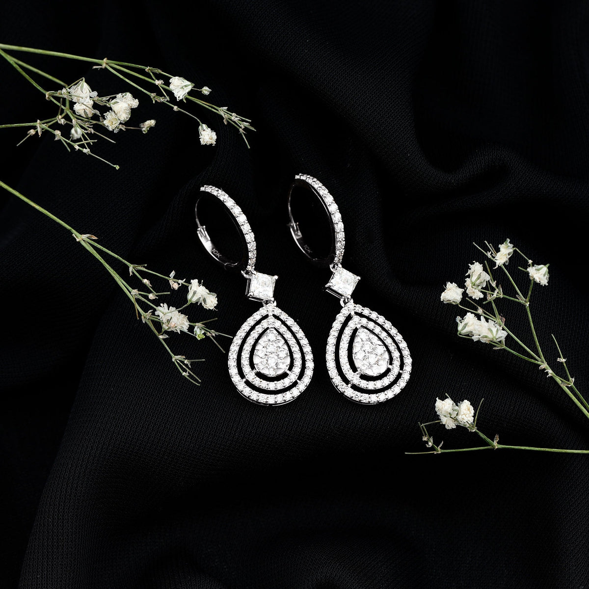 Lab Grown Diamond Earrings – Elegant Bridal Teardrop Drop With Pave Setting