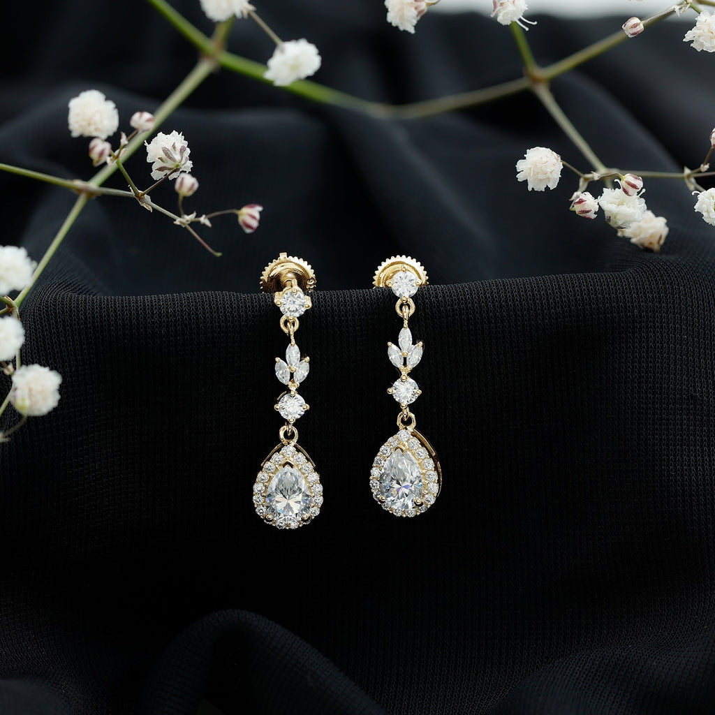 Lab Grown Diamond Earrings – Elegant Diamond Dangle Earrings With Pear Shaped Diamonds