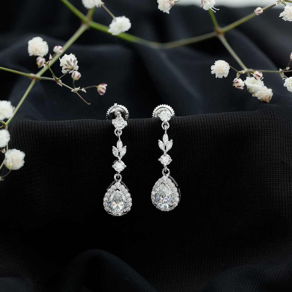 Lab Grown Diamond Earrings – Elegant Diamond Dangle Earrings With Pear Shaped Diamonds