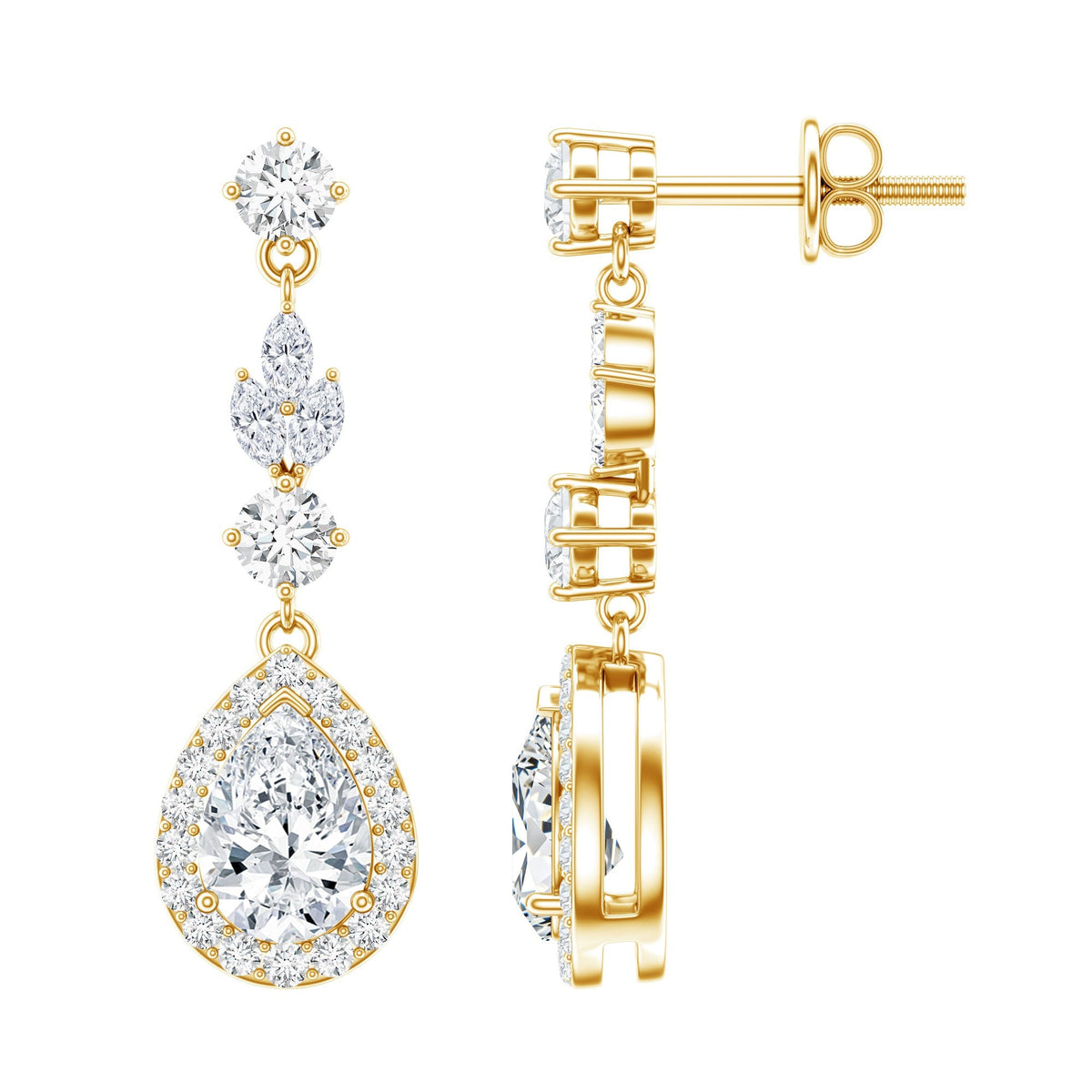Lab Grown Diamond Earrings – Elegant Diamond Dangle Earrings With Pear Shaped Diamonds