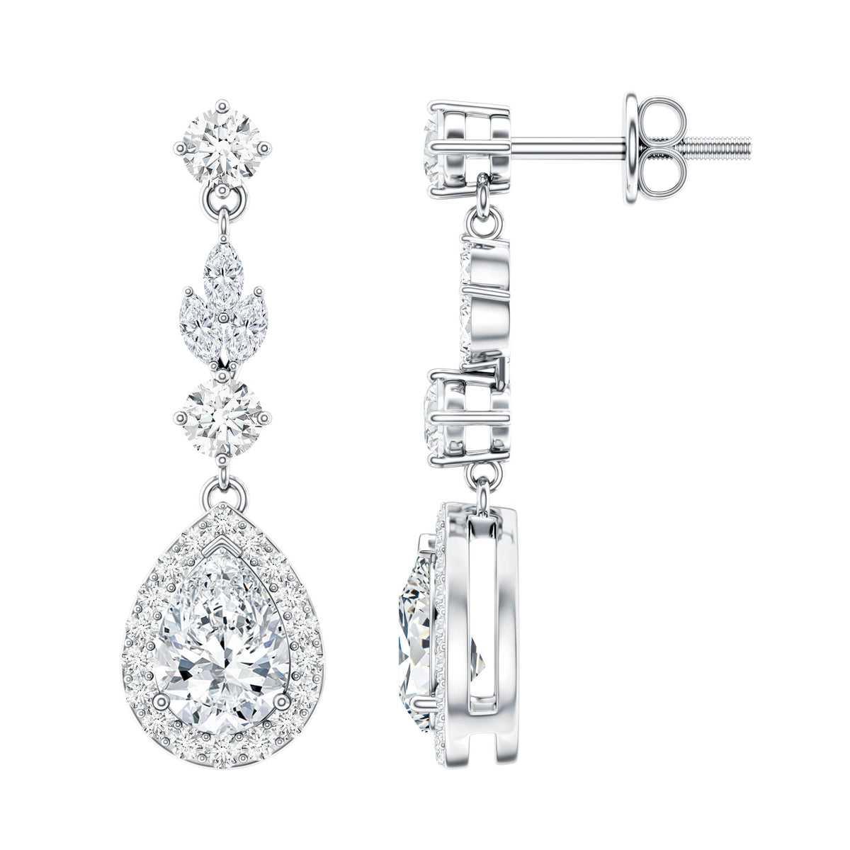 Lab Grown Diamond Earrings – Elegant Diamond Dangle Earrings With Pear Shaped Diamonds