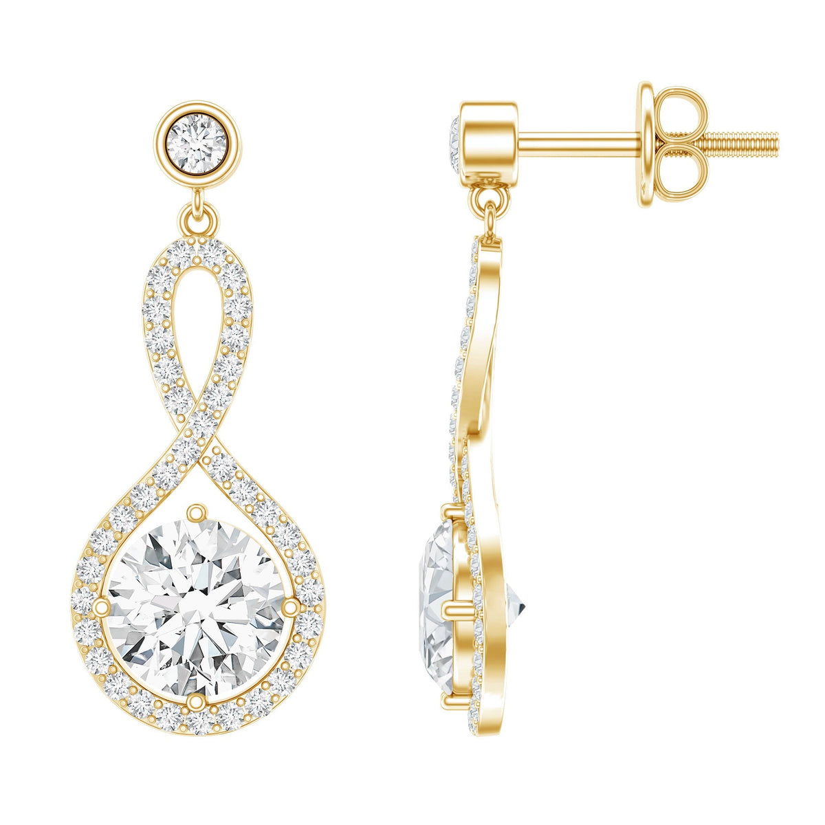 Lab Grown Diamond Earrings - Infinity Drop Dangle With Prong Set Diamonds