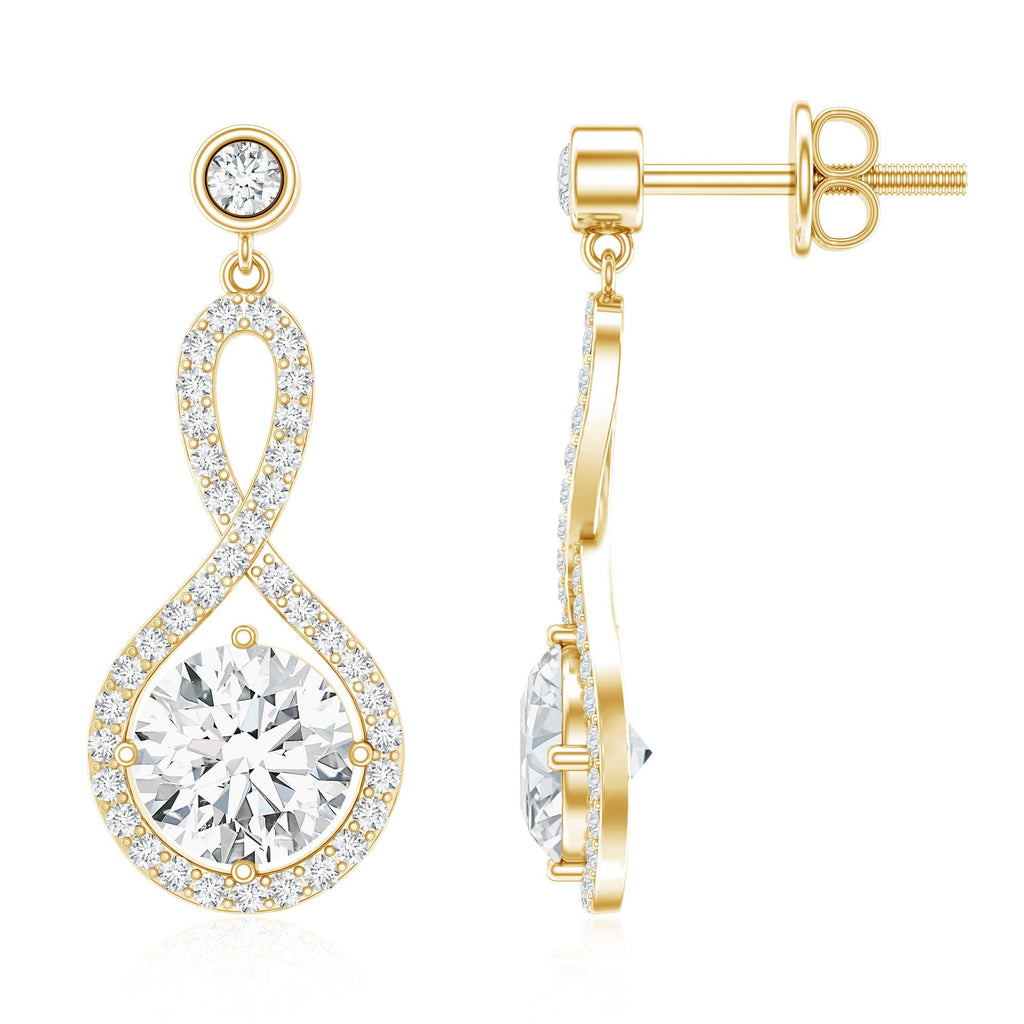 Lab Grown Diamond Earrings - Infinity Drop Dangle With Prong Set Diamonds