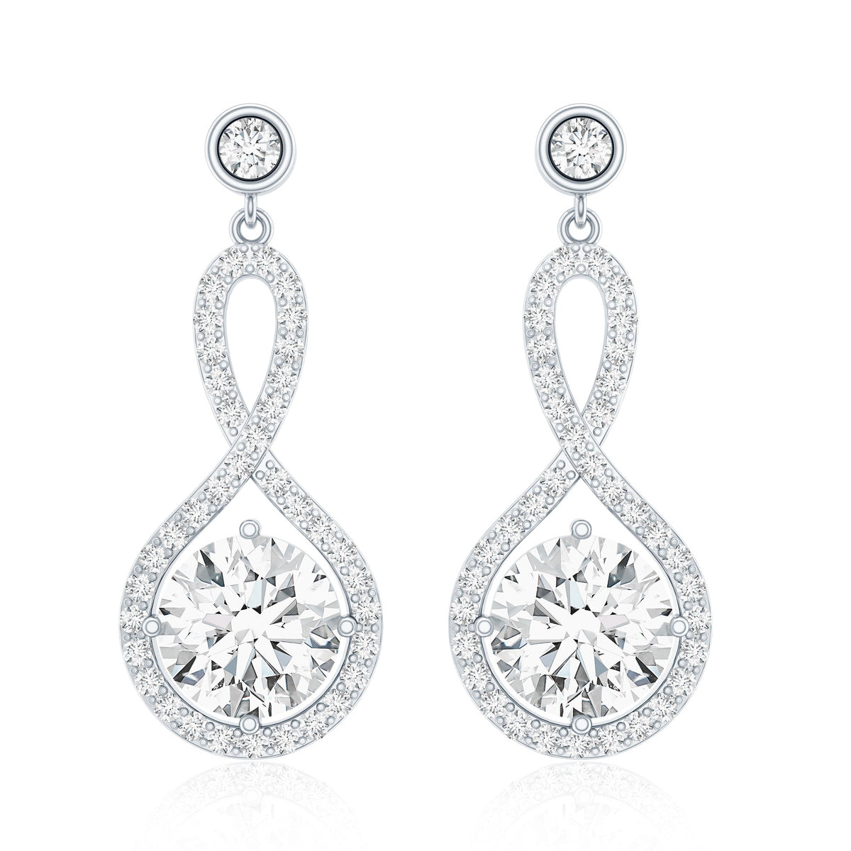 Lab Grown Diamond Earrings - Infinity Drop Dangle With Prong Set Diamonds