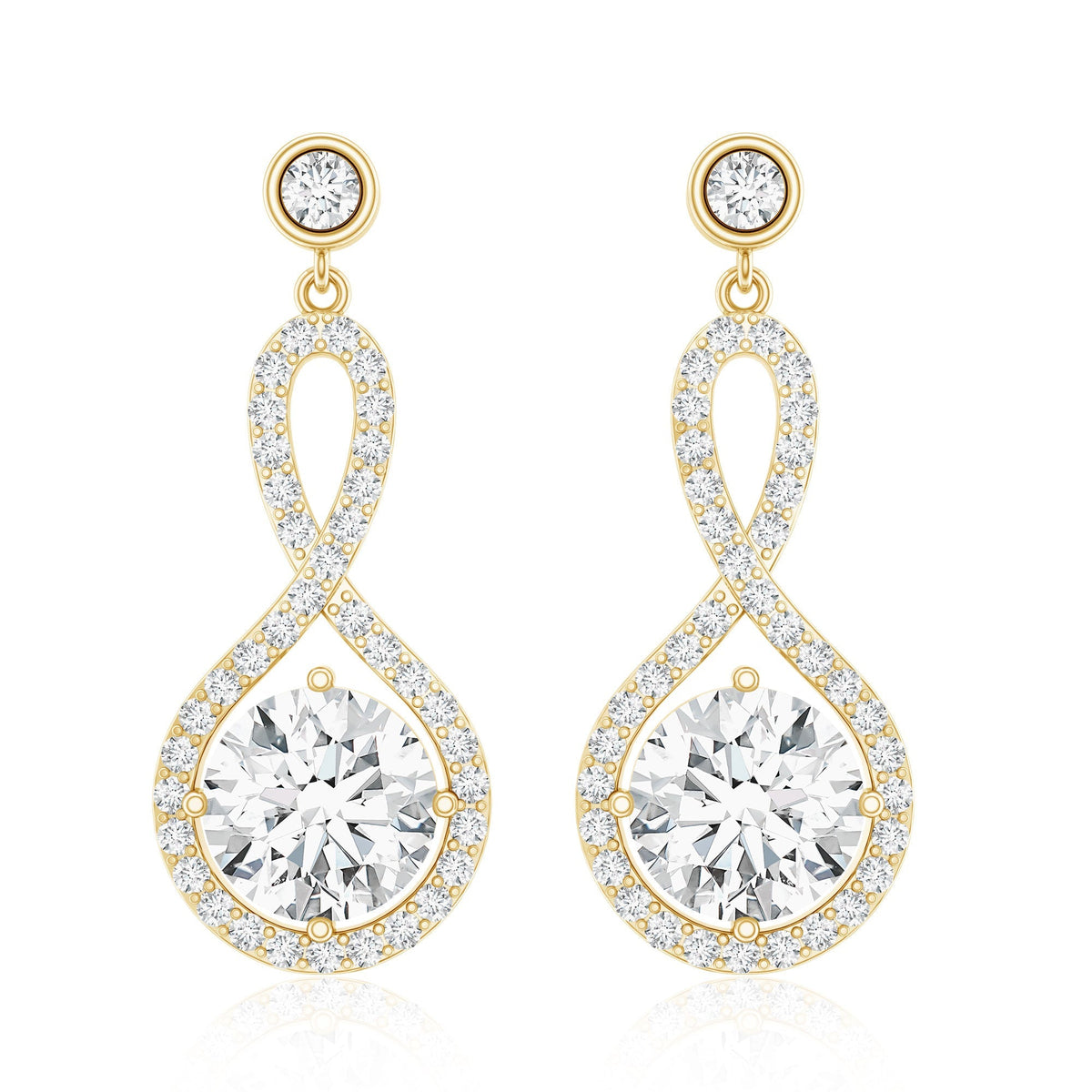 Lab Grown Diamond Earrings - Infinity Drop Dangle With Prong Set Diamonds