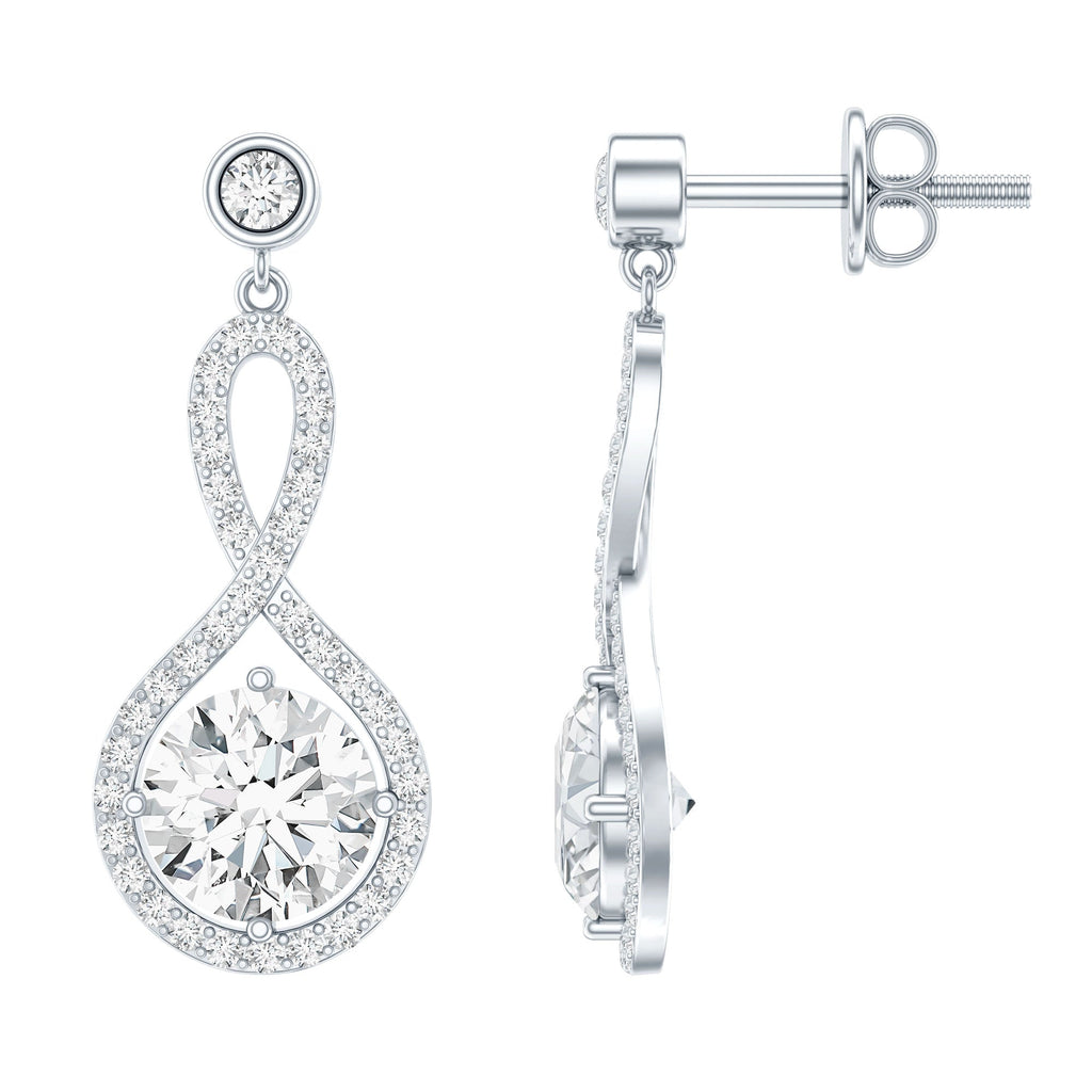 Lab Grown Diamond Earrings - Infinity Drop Dangle With Prong Set Diamonds