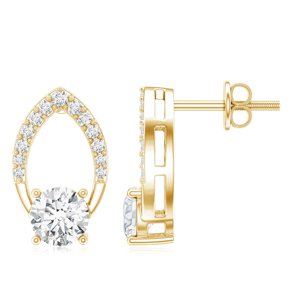 Lab Grown Diamond Earrings – Leaf Studs With Prong Setting | 0.9 Carat Eco Friendly