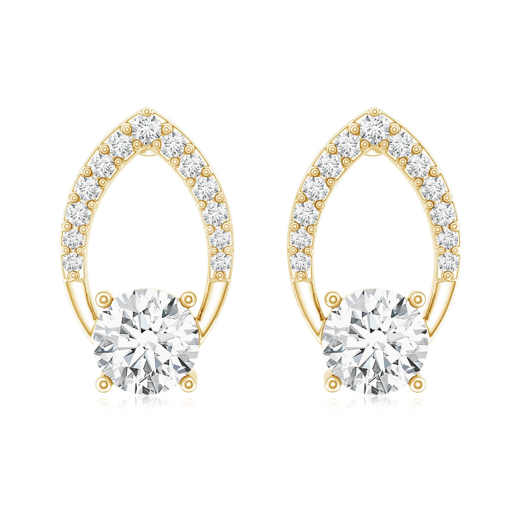Lab Grown Diamond Earrings – Leaf Studs With Prong Setting | 0.9 Carat Eco Friendly