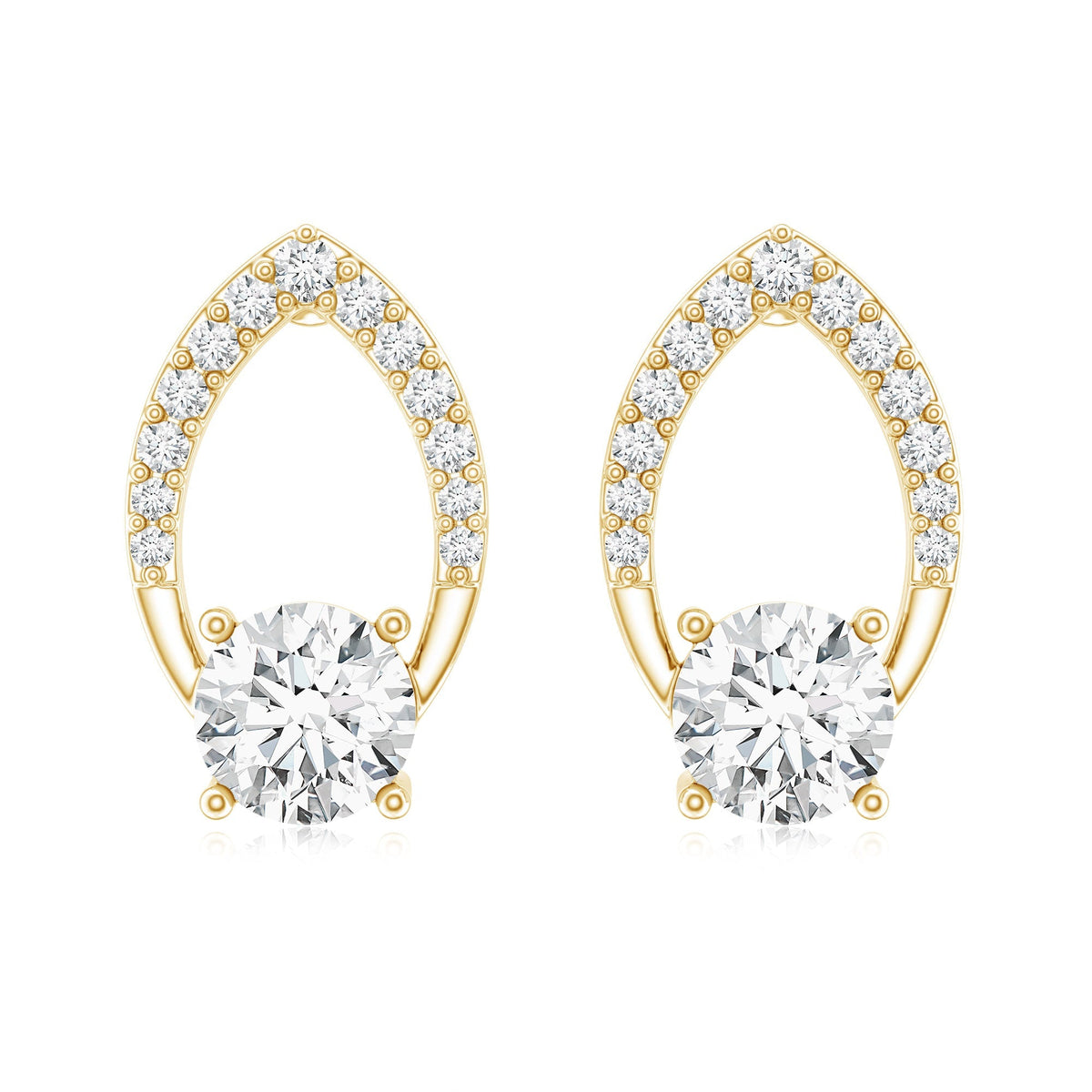 Lab Grown Diamond Earrings – Leaf Studs With Prong Setting | 0.9 Carat Eco Friendly