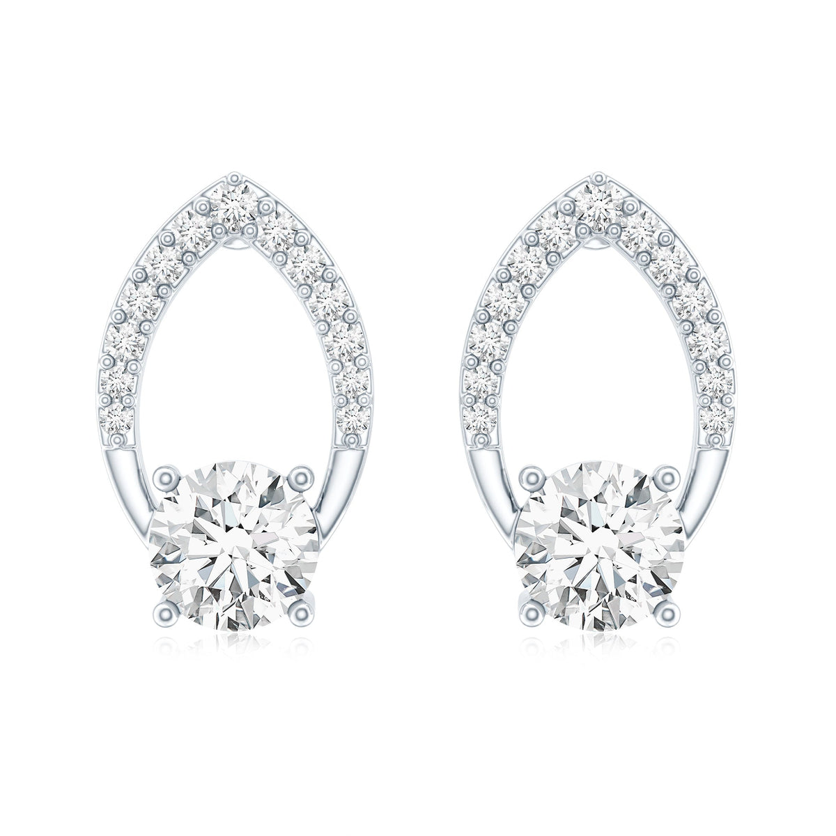 Lab Grown Diamond Earrings – Leaf Studs With Prong Setting | 0.9 Carat Eco Friendly