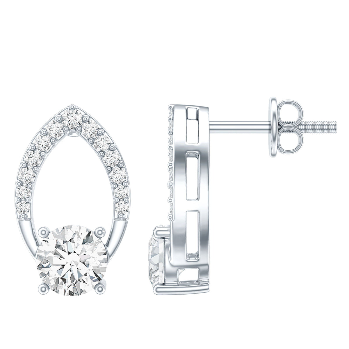 Lab Grown Diamond Earrings – Leaf Studs With Prong Setting | 0.9 Carat Eco Friendly
