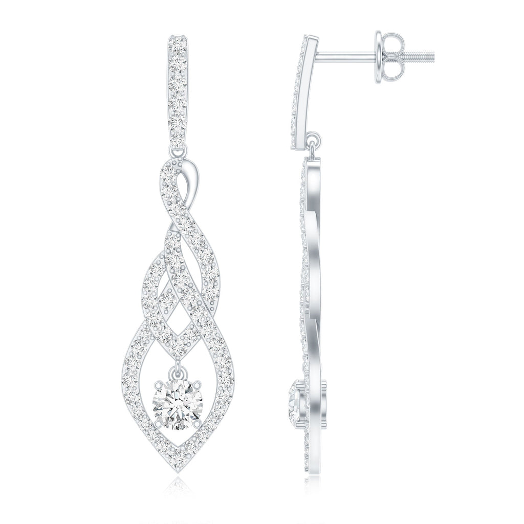 Lab Grown Diamond Earrings – Long Statement Dangle Bridal Jewelry with Prong Setting