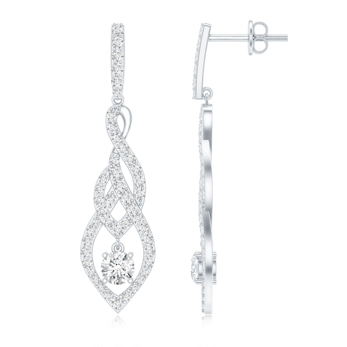 Lab Grown Diamond Earrings – Long Statement Dangle Bridal Jewelry with Prong Setting