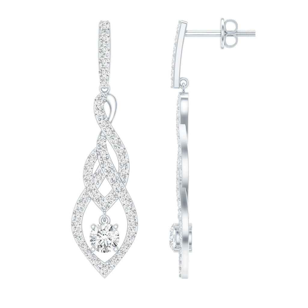 Lab Grown Diamond Earrings – Long Statement Dangle Bridal Jewelry with Prong Setting