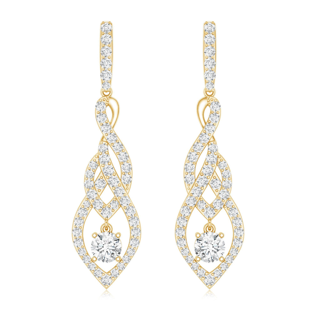 Lab Grown Diamond Earrings – Long Statement Dangle Bridal Jewelry with Prong Setting