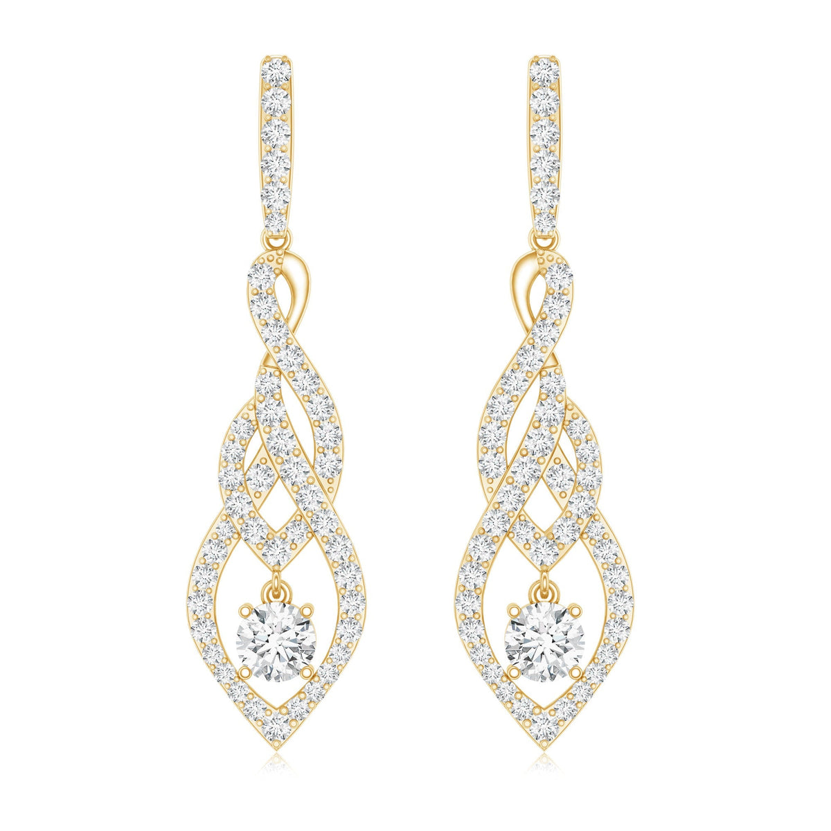 Lab Grown Diamond Earrings – Long Statement Dangle Bridal Jewelry with Prong Setting