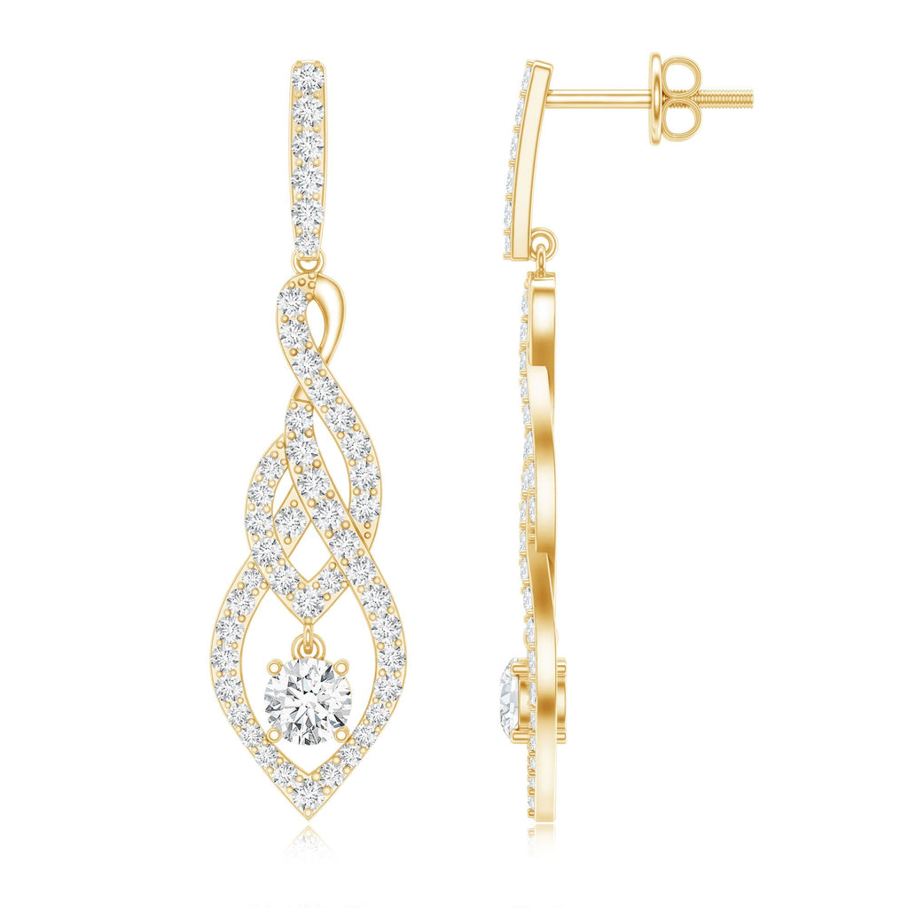 Lab Grown Diamond Earrings – Long Statement Dangle Bridal Jewelry with Prong Setting