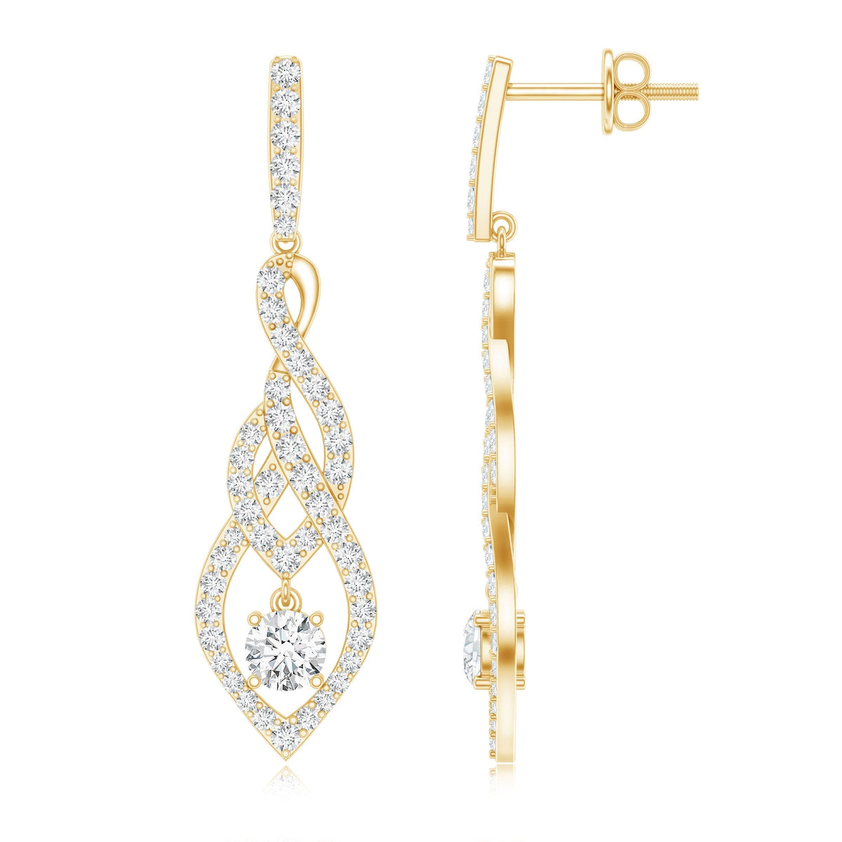 Lab Grown Diamond Earrings – Long Statement Dangle Bridal Jewelry with Prong Setting