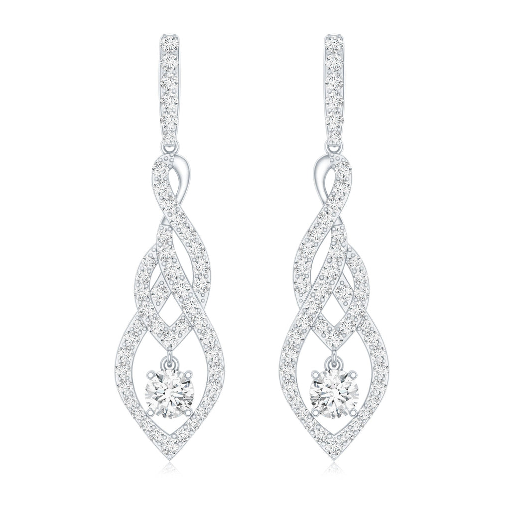 Lab Grown Diamond Earrings – Long Statement Dangle Bridal Jewelry with Prong Setting