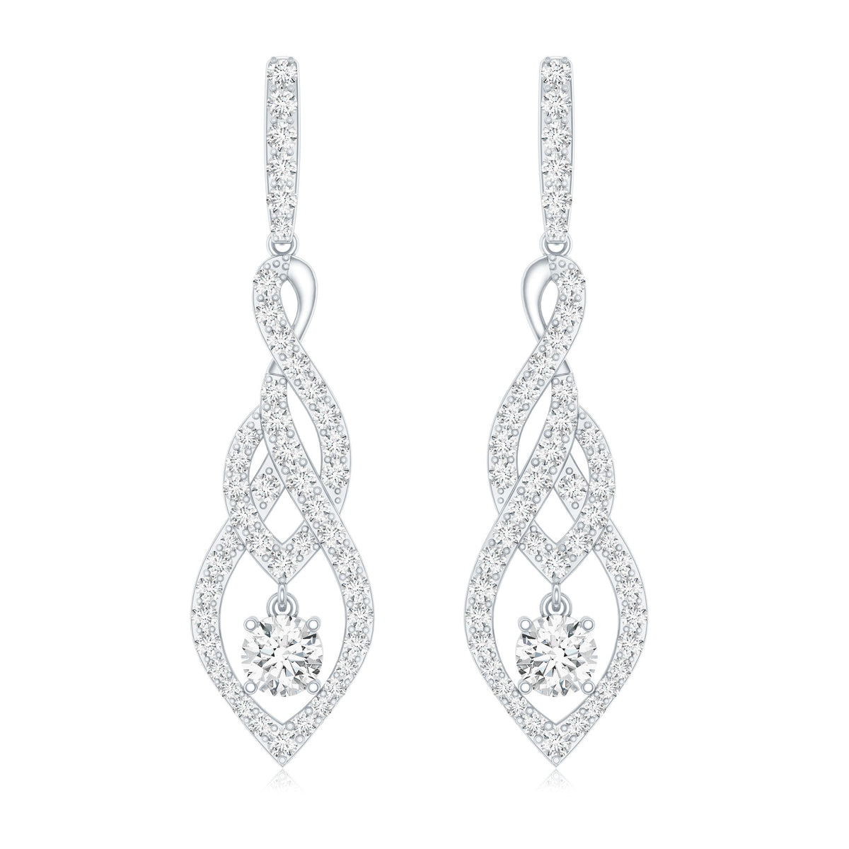 Lab Grown Diamond Earrings – Long Statement Dangle Bridal Jewelry with Prong Setting
