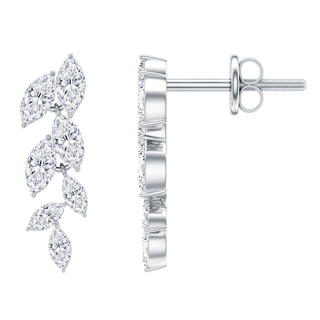 Lab Grown Diamond Earrings – Marquise Cut Leaf Dangle Prong Setting Jewelry