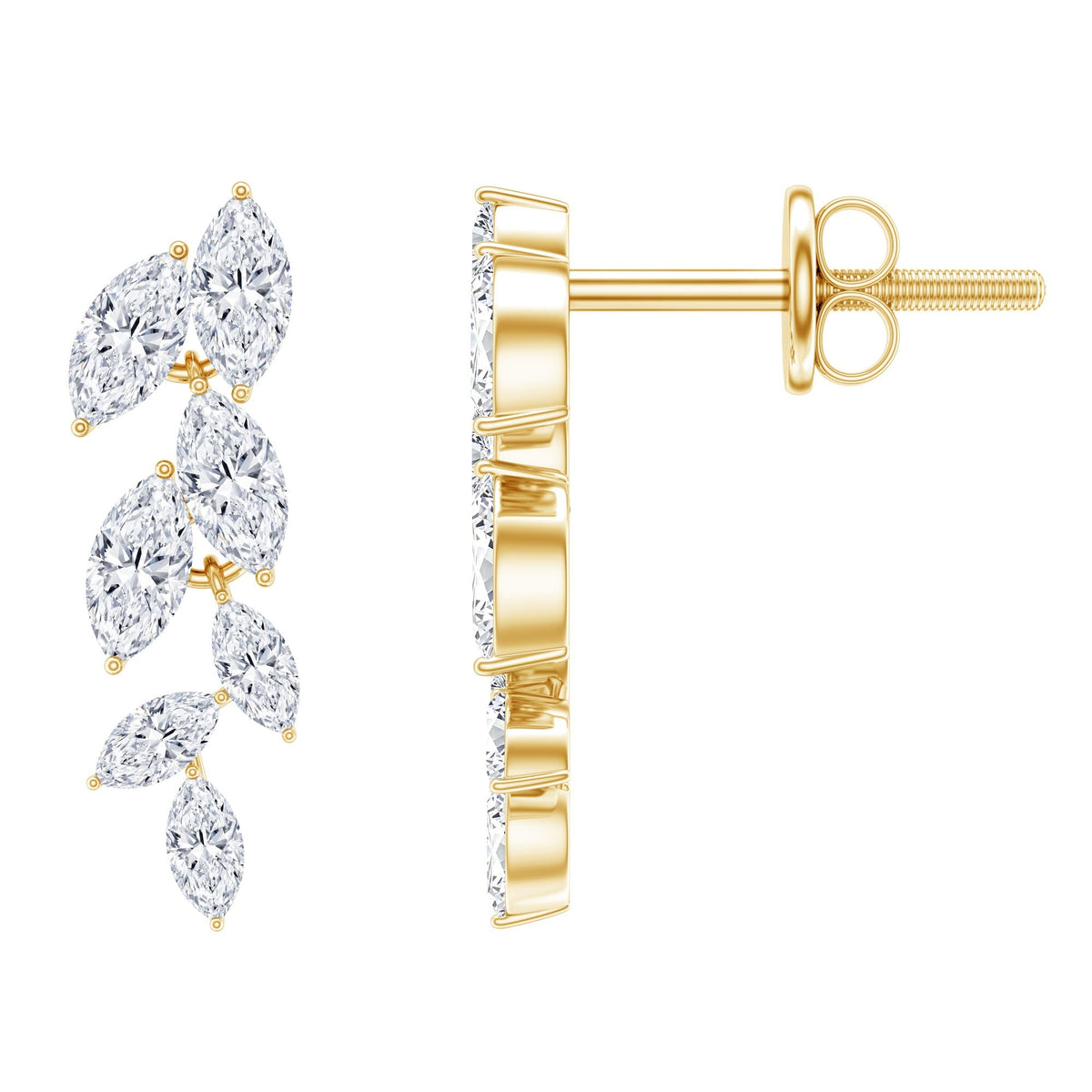 Lab Grown Diamond Earrings – Marquise Cut Leaf Dangle Prong Setting Jewelry