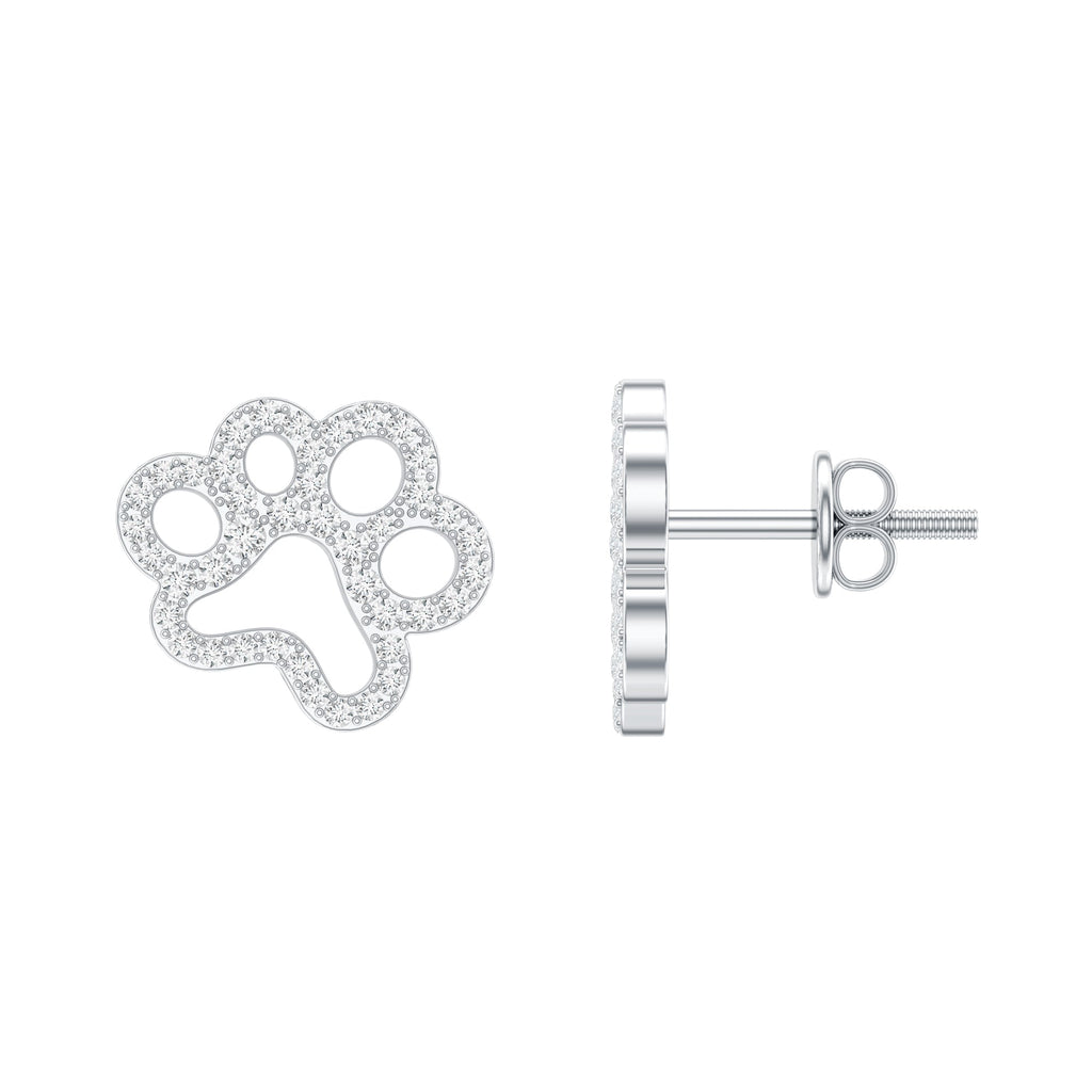 Lab Grown Diamond Earrings – Paw Print Studs With Prong Setting Design
