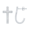 Lab Grown Diamond Earrings – Religious Cross Hoop | Lightweight Screw Back Hoops