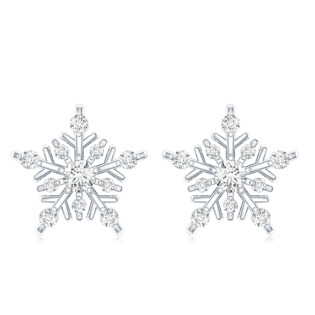 Lab Grown Diamond Earrings – Snowflake Studs With Round Cut Diamonds | Rosec Jewels