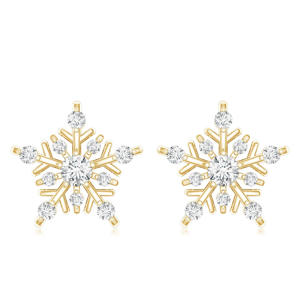 Lab Grown Diamond Earrings – Snowflake Studs With Round Cut Diamonds | Rosec Jewels