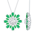 Lab Grown Diamond Necklace – 1.2 Carat Emerald Statement Pendant With Pear Marquise Emeralds