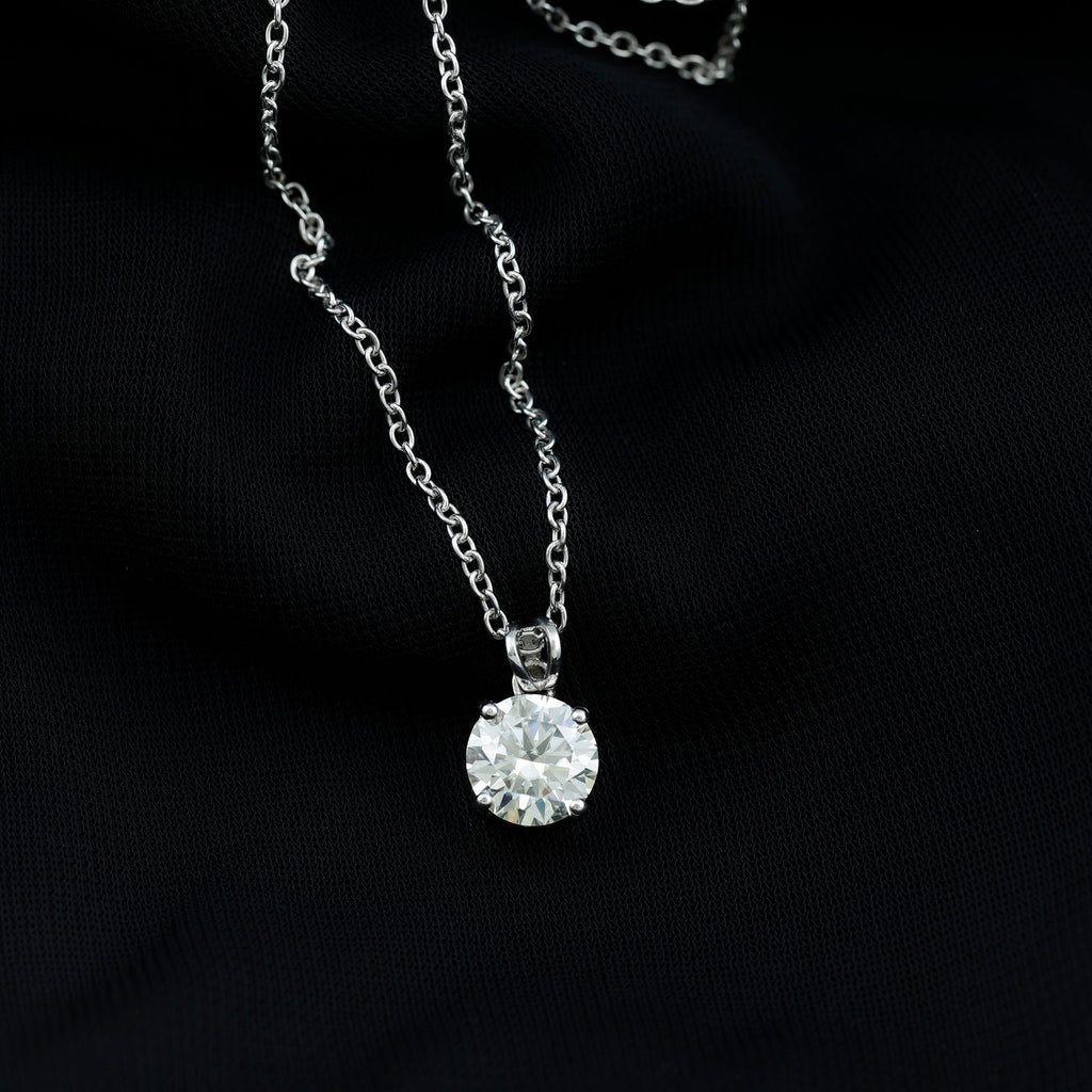 Lab Grown Diamond Necklace - 2 Carat Brilliant Cut Solitaire Pendant Jewelry