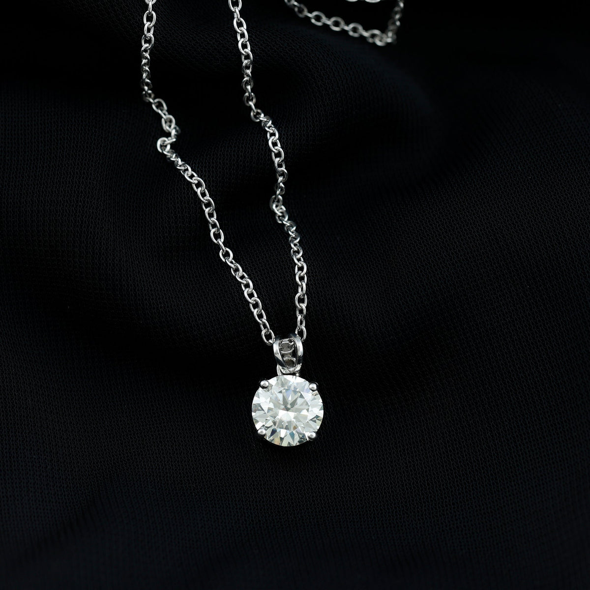 Lab Grown Diamond Necklace - 2 Carat Brilliant Cut Solitaire Pendant Jewelry
