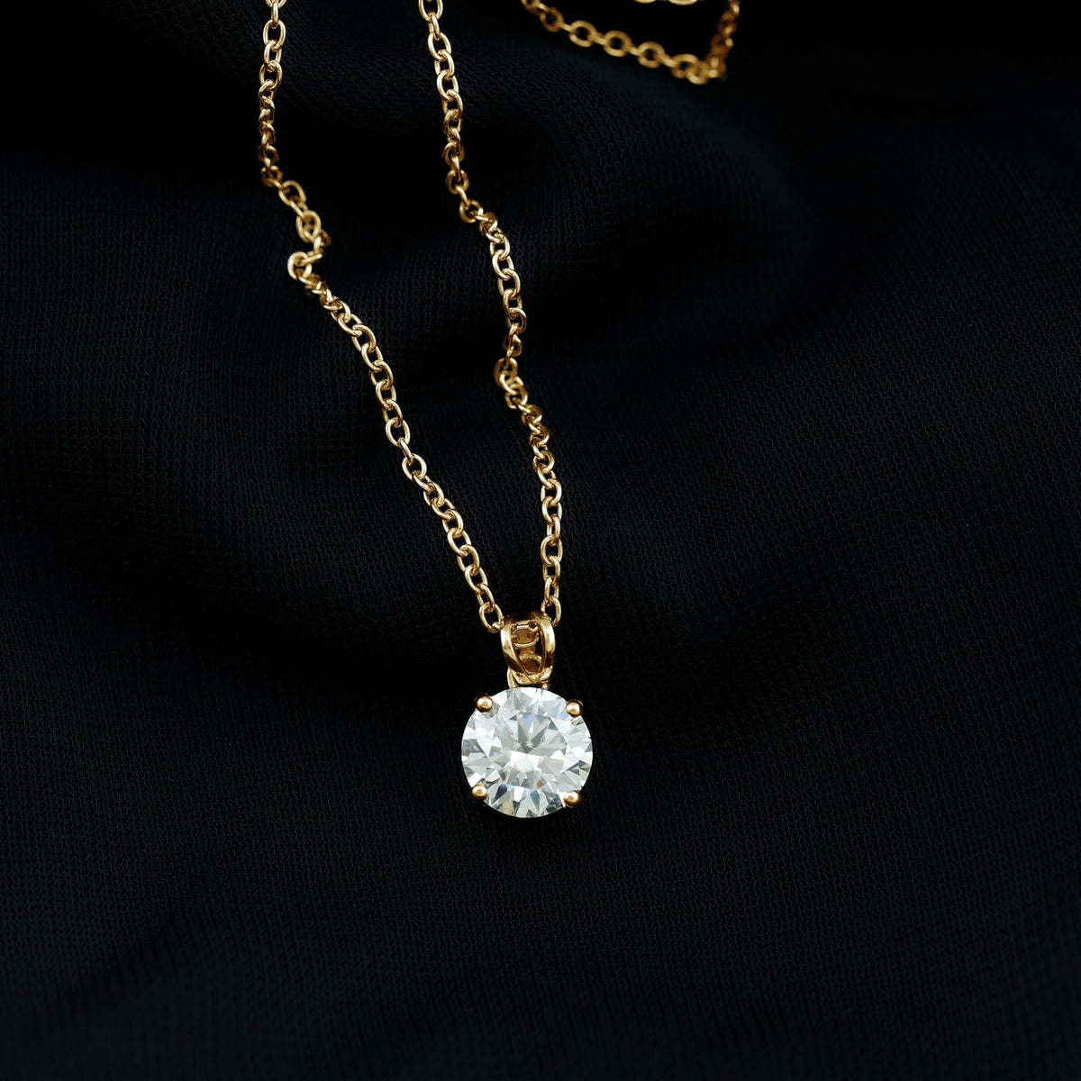 Lab Grown Diamond Necklace - 2 Carat Brilliant Cut Solitaire Pendant Jewelry