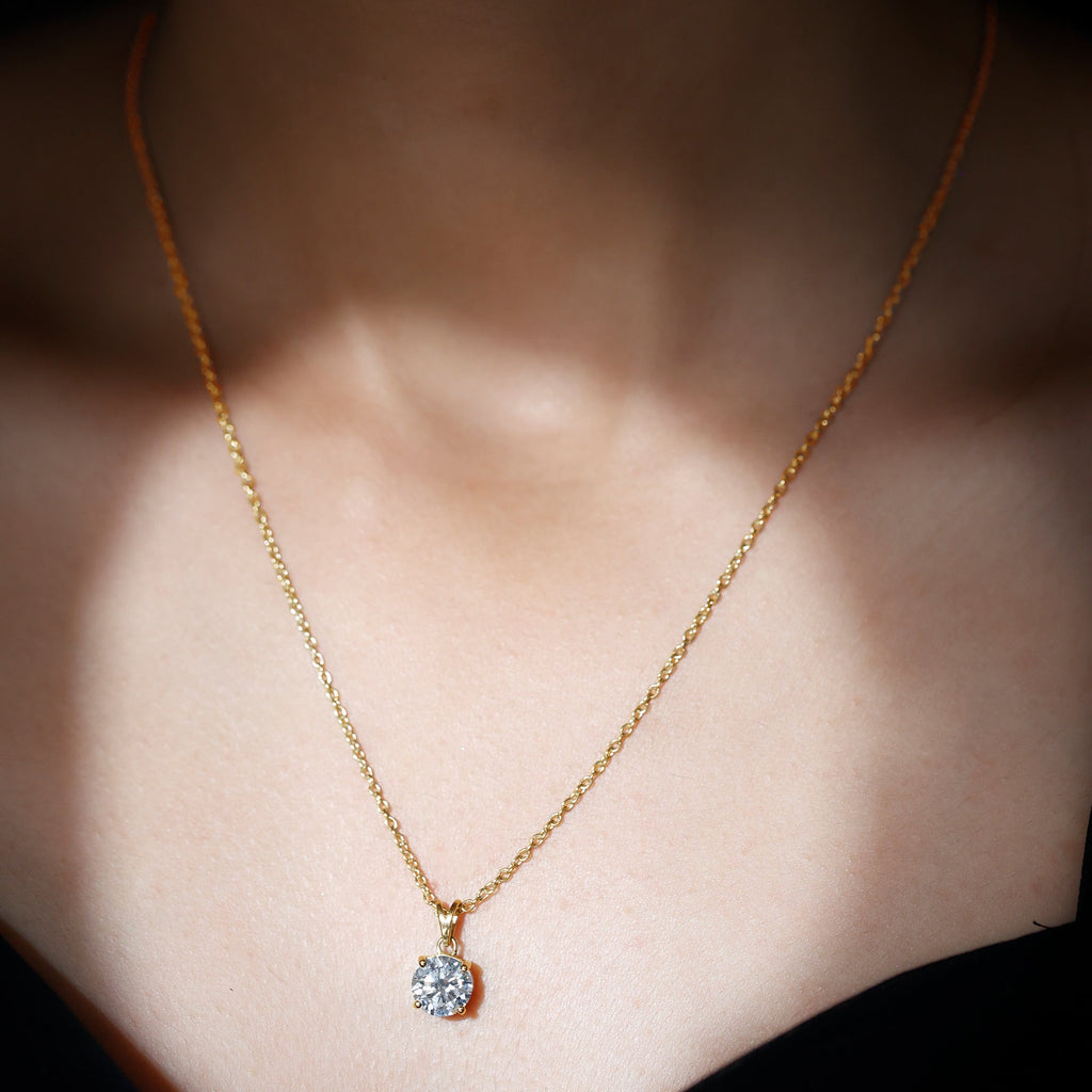 Lab Grown Diamond Necklace - 2 Carat Brilliant Cut Solitaire Pendant Jewelry