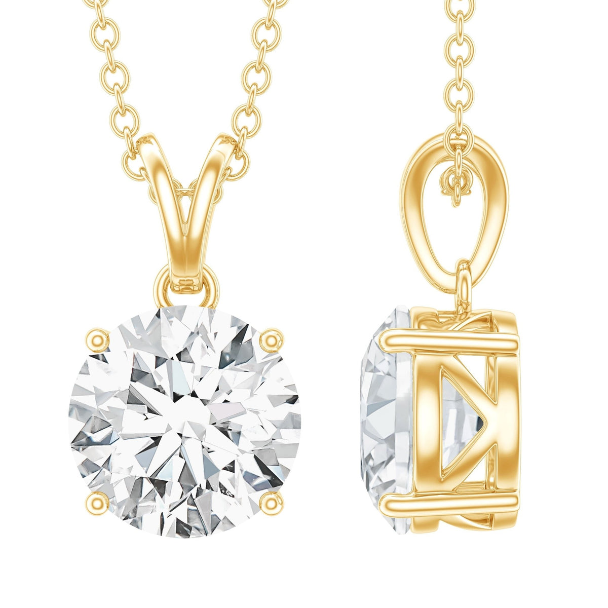 Lab Grown Diamond Necklace - 2 Carat Brilliant Cut Solitaire Pendant Jewelry