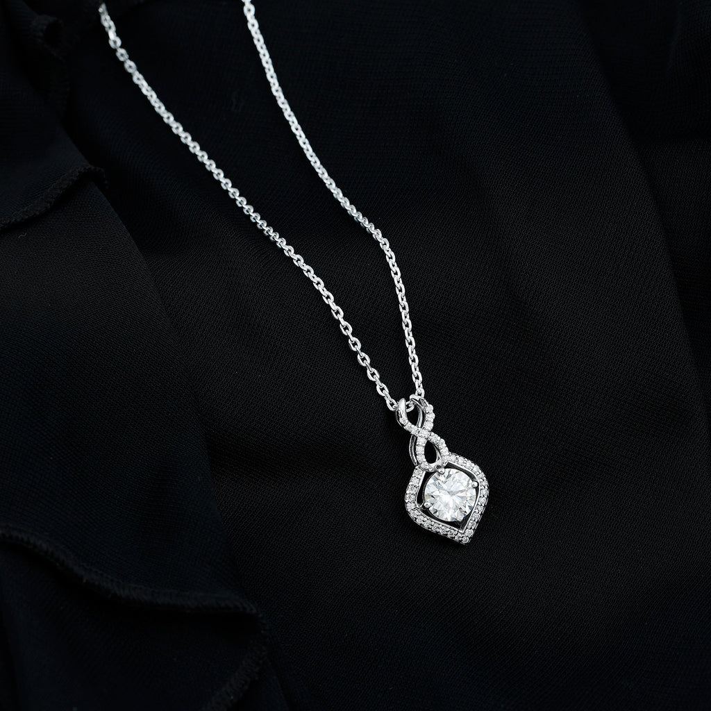 Lab Grown Diamond Necklace – 2 Carat Round Cut Pendant With Infinity Loop Design