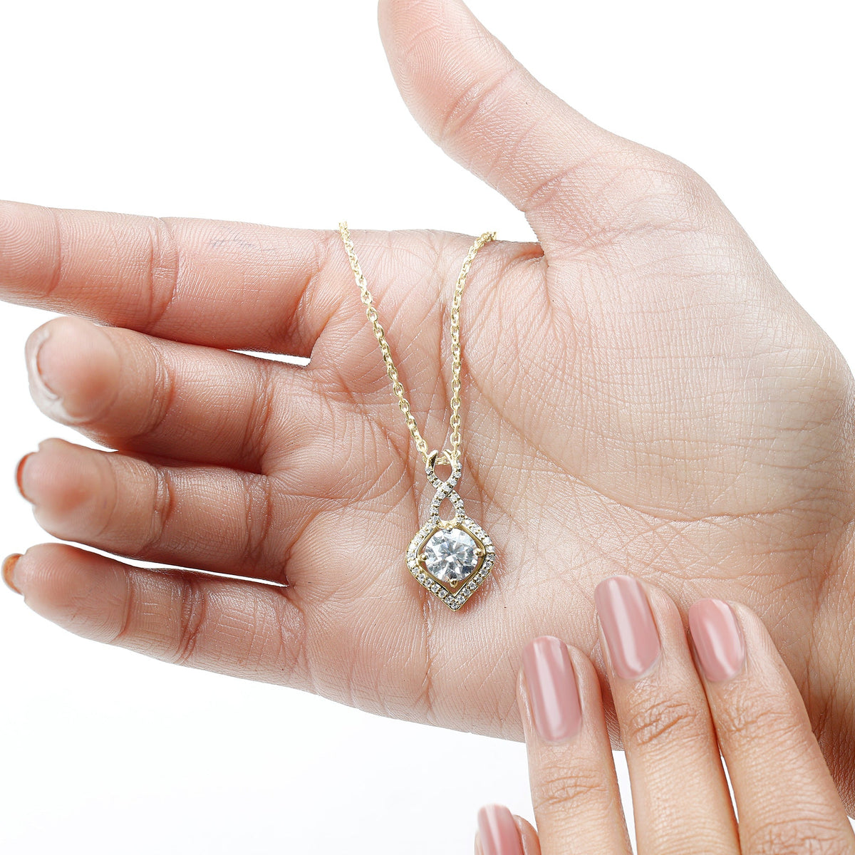 Lab Grown Diamond Necklace – 2 Carat Round Cut Pendant With Infinity Loop Design