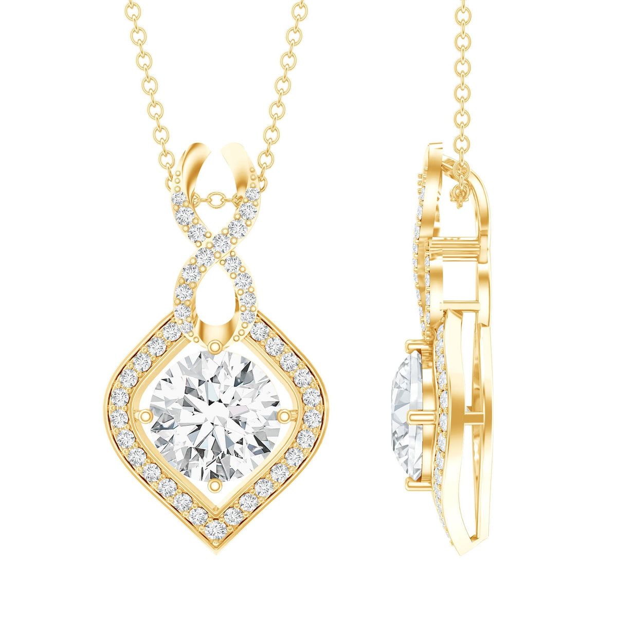 Lab Grown Diamond Necklace – 2 Carat Round Cut Pendant With Infinity Loop Design