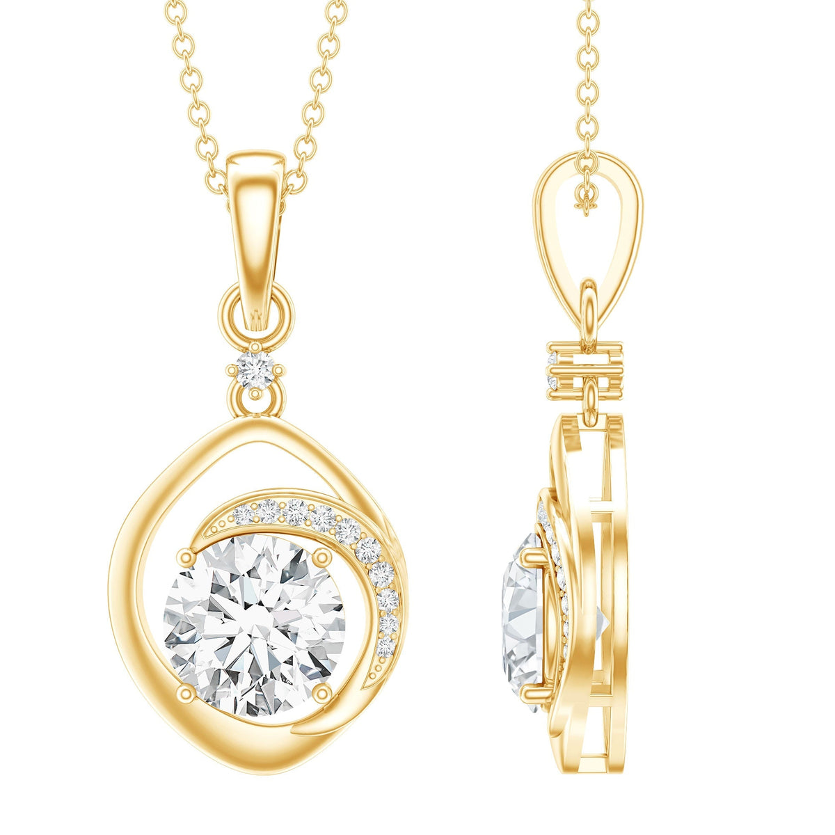 Lab Grown Diamond Necklace – 2 Carat Solitaire Pendant in Prong Setting