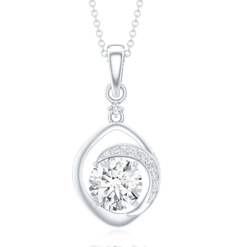 Lab Grown Diamond Necklace – 2 Carat Solitaire Pendant in Prong Setting