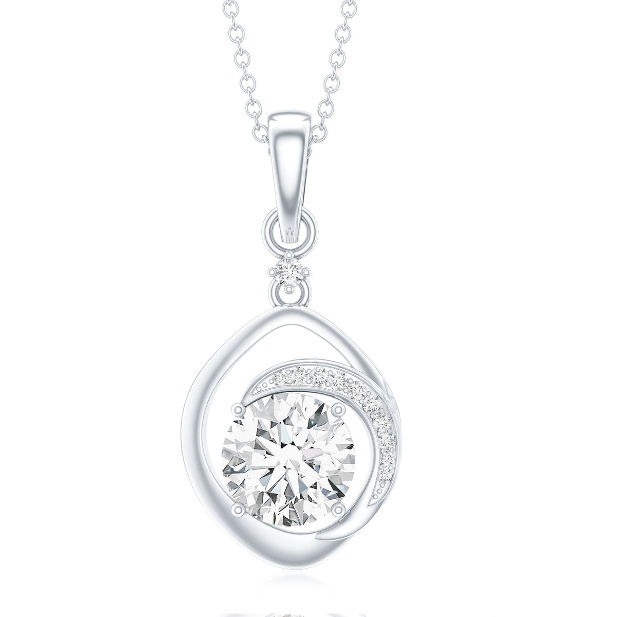 Lab Grown Diamond Necklace – 2 Carat Solitaire Pendant in Prong Setting